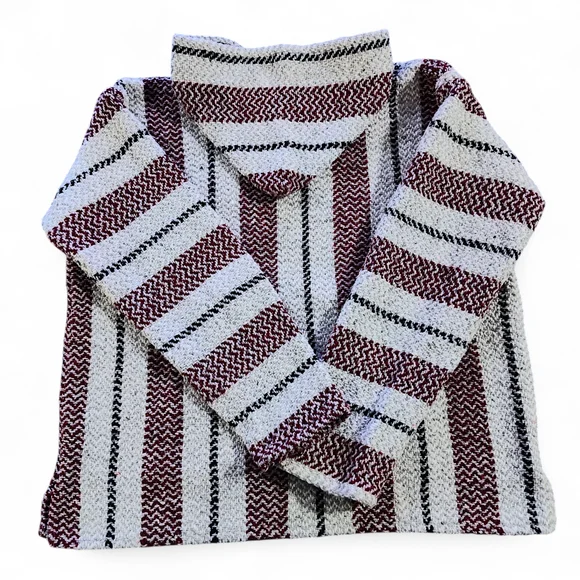Baja Joe Mexican Baja Hoodie Unisex Size Small - Burgundy and Grey - Picture 4 of 9